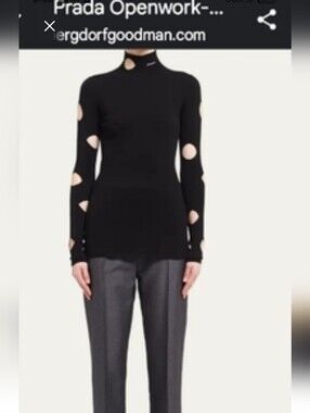 Prada Black Cutout Long Sleeve Top😍